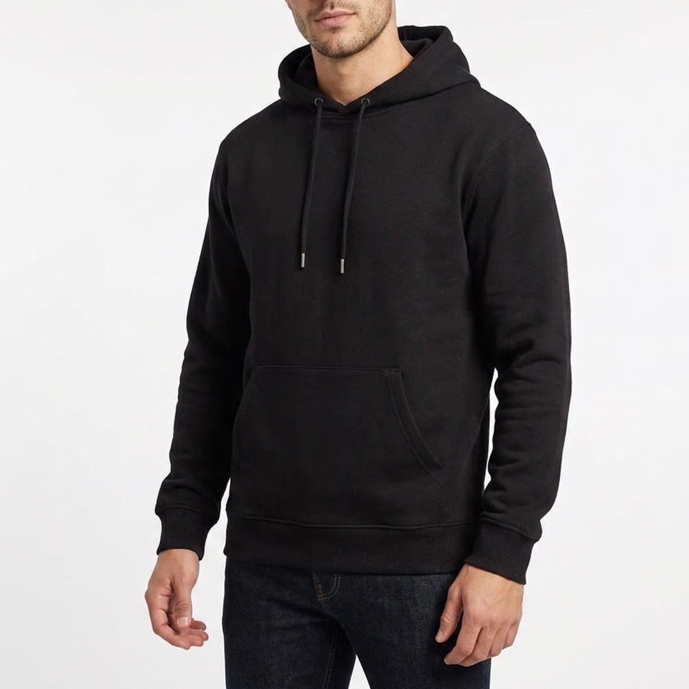 Fresh Clean Threads Pullover Hoodie Mens 2XL Black Poly Fleece Kangaroo Pockets